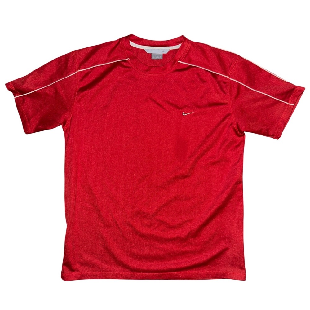 Nike Mens Red Short Sleeve Athletic Training T-Shirt XL Swoosh Piping Gym Top